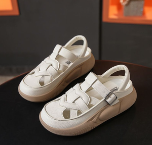 Nuovo stile estivo di <span class=keywords><strong>grandi</strong></span> dimensioni alla moda tacco alto Baotou leggero da incasso Design in stile romano <span class=keywords><strong>scarpe</strong></span> donna - Product Image 5