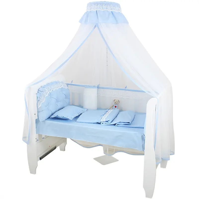 5Pcs Katoen Pasgeboren Crib Bumper Sheet Kinderen Cot Gewatteerde Kussen Baby Meisjes Kant Bed Veiligheid Protector Sets Baby Beddengoed set