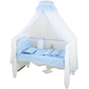 Seprai Bumper Tempat Tidur Bayi Baru Lahir Bahan Katun, Set 5 Buah Sprei Bantal Tempat Tidur Renda Pelindung Keselamatan Bayi Perempuan Baru Lahir