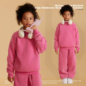 Sweat-shirt de sport uni de haute qualité, personnalisé OEM, pour enfants, garçons et filles, en molleton de coton épais - Product Image 2