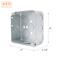 Boîte de dérivation électrique en acier galvanisé carrée de 4 pouces American Standard 52171-1/2 et 3/4 pouces, indice de protection IP66, couleur argent, 0,8-1,6 mm