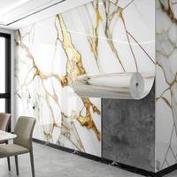 Papier peint brillant en PVC à motif marbré, autocollant en vinyle, rouleaux de revêtement mural pour comptoir de cuisine, armoire, décoration intérieure