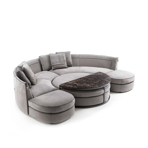 Canapé modulaire incurvé de luxe pour salon Canapé rond Combinaison Changement <span class=keywords><strong>d</strong></span>'<span class=keywords><strong>angle</strong></span> Canapé en tissu à carreaux diamantés - Product Image 6