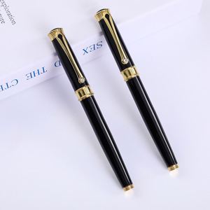 Gloss Black <b>Gold</b> Plated Crystal Inlaid Twist Cap Metal Roller <b>Pen</b>, Luxury Elegant Rotating Executive Signature <b>Pen</b> Custom Logo - Product Image 2