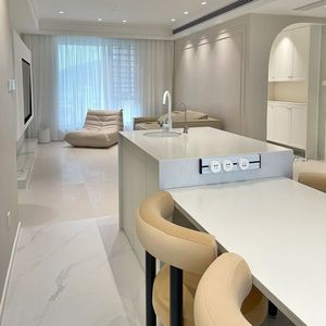 Table de salle à manger <span class=keywords><strong>en</strong></span> pierre frittée, style îlot, intégrée, luxe léger, multifonctionnelle pour la maison, table de cuisson, comptoir de bar et de <span class=keywords><strong>cuisine</strong></span> - Product Image 3