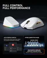 Ratón Inalámbrico para Juegos MCHOSE K7 V2 Ultra+ Tri-Modo, PAW3955 TI, Frecuencia de Sondeo de 8K, 50000DPI, 59g Ultraligero, Base de Carga Magnética RGB