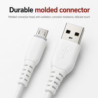 Câble Micro USB Durable 2.4A à Charge Rapide, Cordon en PVC Blanc Compatible Android, Kindle, Enceintes et Batteries Externes