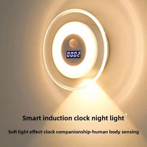 <b>LED</b> Smart Remote Control <b>Clock</b> Human Body Induction Lamp Wall Lamp Small Hill Spotlight Bedroom Bedside Charging Night Lights - Product Image 6
