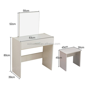 Moderna toletta MFC per il trucco con specchio e sgabello per la camera <span class=keywords><strong>da</strong></span> letto delle ragazze in pannello di legno - Product Image 4