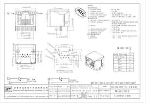 ตัวเชื่อมต่อ RJ45สีเขียวด้านขวาของ1X1 8P8C 56S-LED XW-601-<span class=keywords><strong>59</strong></span>-X ทำจากสเตนเลสสตีลสีเหลืองด้านซ้าย - Product Image 2