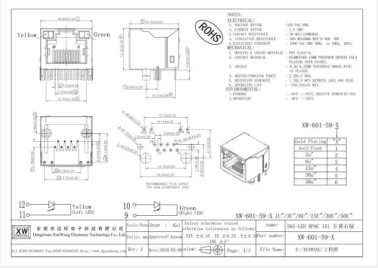 Đầu RJ45 Có Đèn Led 8 Chân – ĐIỆN TỬ TUYẾT NGA
