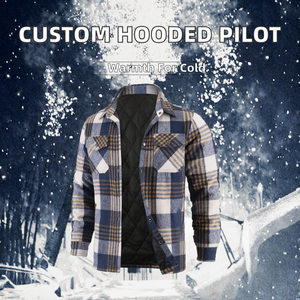 Customized Hooded <b>Quilted</b> Pilot Jacket Badge Front Logo Winter Casual Long Sleeve <b>Single</b> Button Unisex Waterproof Nylon Shell - Product Image 2