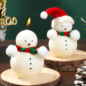 Cute Cartoon Snowman Scented Candle Christmas Party Gift Home <b>Table</b> Decorative Ornament Souvenir - Product Image 3