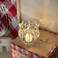 12 ensembles/boîte de bougeoirs en verre en forme de tulipe, porte-bougies chauffe-plat transparents en gros, récipients à bougies en verre épais
