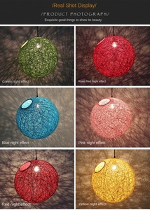 โคมไฟหวายหัวเดียวสุดสร้างสรรค์แบบนอร์ดิกที่ทันสมัยสำหรับใช้ในครัวเรือนบ้านรังนกสานแก้วทรงกลมทำจากป่านสำหรับตกแต่งเฉพาะบุคคล - Product Image 2