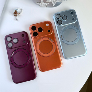 เคสโทรศัพท์แบบแม่เหล็กสำหรับ iPhone 18 17 16 15 14 Pro Max รุ่นดั้งเดิม พร้อมขาตั้งแบบฝ้า ป้องกันกล้อง ฝาหลังแบบกระจก - Product Image 1