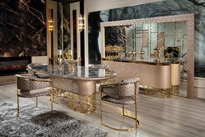 ชุดเฟอร์นิเจอร์รับประทานอาหารหรูหราเบาๆสไตล์โมเดิร์นฐานสแตนเลสพร้อมหินอ่อนธรรมชาติสำหรับบ้านวิลล่าโรงแรม - Product Image 5