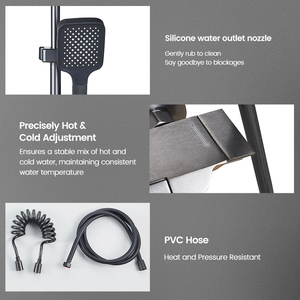 SANIVITAL Robinet <span class=keywords><strong>de</strong></span> <span class=keywords><strong>douche</strong></span> thermostatique mural noir <span class=keywords><strong>de</strong></span> luxe moderne avec barre coulissante et <span class=keywords><strong>pommeau</strong></span> <span class=keywords><strong>de</strong></span> <span class=keywords><strong>douche</strong></span> carré <span class=keywords><strong>pour</strong></span> salle <span class=keywords><strong>de</strong></span> bain - Product Image 3