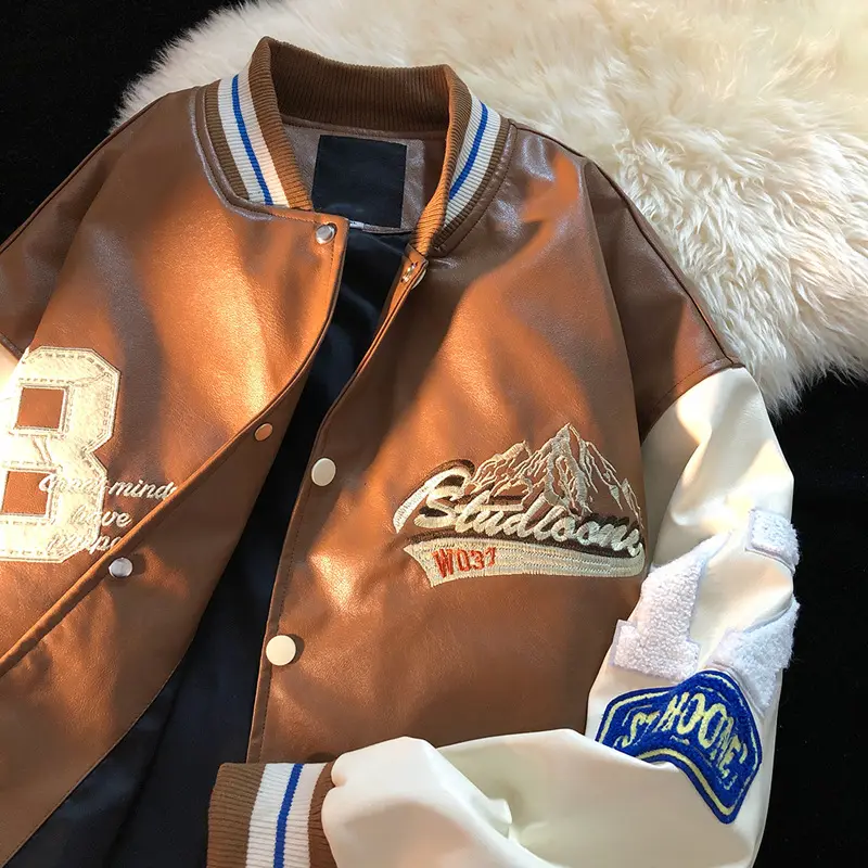 2022 chaqueta de beisbol custom letter vintage winter embroidery casual for brown varsity letterman baseball mens jacket