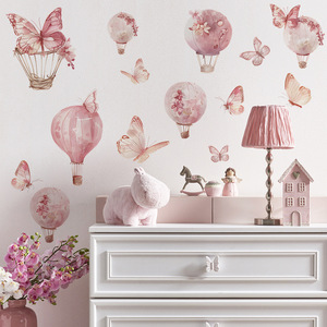 Adesivi <span class=keywords><strong>murali</strong></span> decorativi per cameretta bambini, rimovibili in vinile, palloncino rosa, adesivo murale 3D a forma di farfalla - Product Image 4