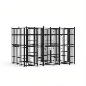 Cage pour chien en acier noir avec revêtement en poudre, grande taille, verrouillable, pour intérieur, design rectangulaire moderne, construction durable - Product Image 1