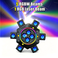 Projecteur de scène LED mobile 150W 26 canaux RGBW 6 bras Effet Bee Eyes Laser DJ Disco Fête DMX 512 avec télécommande