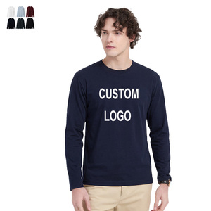Camiseta de Algodón de Alta Calidad al por Mayor, 230 g/m², Personalizable, Cuello Redondo, Manga Larga, Hombros Caídos, para Hombre - Product Image 1