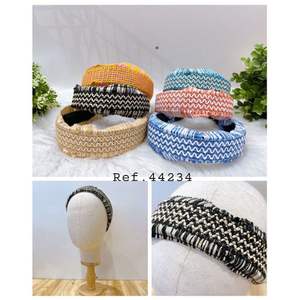 Straw <b>Braided</b> Knotted <b>Headband</b> Wide Band Women Fashion Accessory Casual Handmade Geometric Ref44234 - Product Image 1