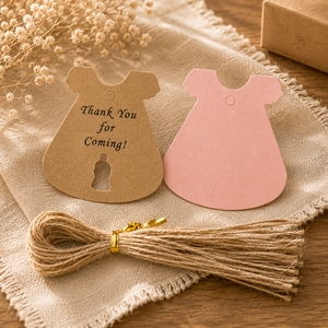 Etichette di Ringraziamento per Baby Shower in Carta Kraft <span class=keywords><strong>a</strong></span> Forma di Vestito e Maglietta per Rivelazione del Sesso, Decorazioni per Feste di Compleanno - Product Image 4