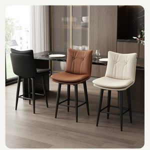 <span class=keywords><strong>Tabouret</strong></span> <span class=keywords><strong>de</strong></span> <span class=keywords><strong>bar</strong></span> moderne à cadre en fer rotatif à 360 ° avec double coussin souple, dossier haut, matériau en cuir durable pour une utilisation au <span class=keywords><strong>bar</strong></span> - Product Image 5