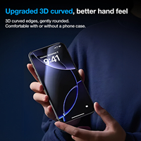 Protection d'écran en verre trempé 3D incurvé à colle intégrale pour iPhone 18 17 16 15 Pro Pro Max, sans rupture de lumière, tactile ultra-sensible