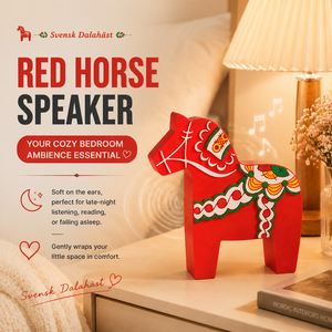 Altavoz Inalámbrico Retro Rojo Dalahast Sueco, Decoración de Escritorio, Patrón Tradicional Nórdico, Mini Altavoz de Mesa para Hogar y Oficina - Product Image 6