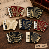 En gros, Pin's de revers en métal émaillé personnalisé de haute qualité, motif accordéon vintage et badge clavier, souvenirs de spectacle de scène classique