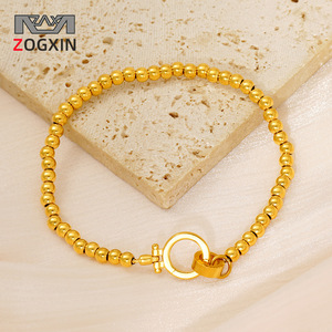 Zogxin Stainless Steel Beaded <b>Bracelet</b> Gold Round Buckle Women's Jewelry Fashion Accessory - Product Image 1