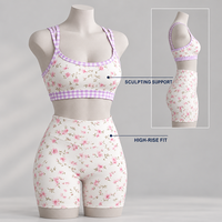 Ensemble de vêtements de sport personnalisé à imprimé floral, durable, 75% nylon, 25% élasthanne, extensible dans les 4 sens, soutien-gorge de sport, short de sport, leggings, vêtements de yoga