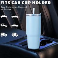 Vaso Térmico de Acero Inoxidable de 30oz con Aislamiento al Vacío, Tapa 2 en 1 con Popote, Compatible con Portavasos de Coche, Vasos Personalizados para Cerveza de Viaje