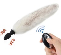Plug Anal Vibrant Queue de Renard avec Télécommande 10 Vitesses Plug Anal en Silicone pour Couple de Femmes