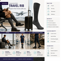 Calcetines de compresión B2B Travel Rib para programaciones de enfermería y cuidado, con opciones de clasificación por talla