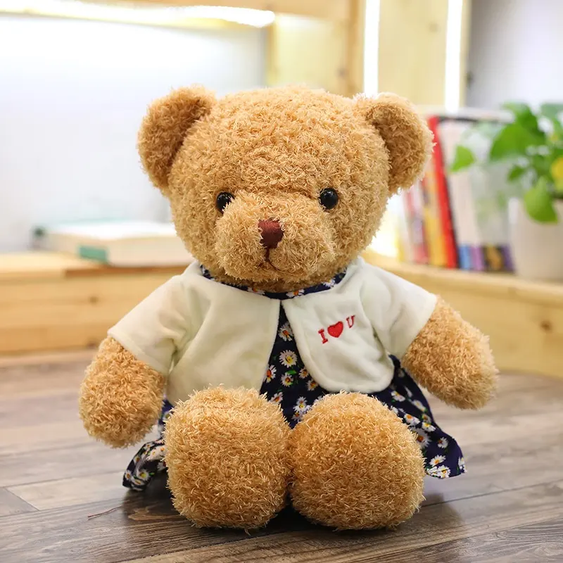 Hengyuan New Trend Kawaii Teddy Bear In Flower Dress Cartoon Soft Fluffy Unicorn Bear Plush Dolls For Kids Christmas Gift