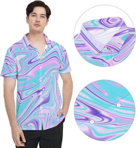 T-shirts personnalisés d'été Hawaii Fiesta Camisa Hawaiana Algodon Para Hombre Chemise <span class=keywords><strong>Hawaienne</strong></span> Aloha Beach Chemise décontractée tropicale pour homme - Product Image 1