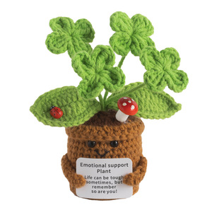 Muñecos <span class=keywords><strong>de</strong></span> Plantas en Maceta, Figuras <span class=keywords><strong>de</strong></span> Trébol <span class=keywords><strong>de</strong></span> Cuatro Hojas, Promueven el <span class=keywords><strong>Cultivo</strong></span> <span class=keywords><strong>de</strong></span> Flores Artificiales <span class=keywords><strong>de</strong></span> Ganchillo en Maceta, Regalos Hechos a Mano para la Familia - Product Image 5