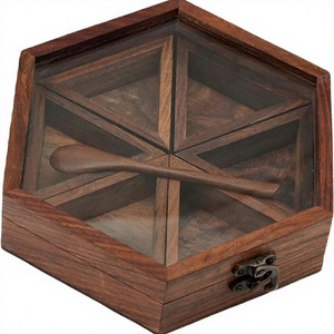 Caja de Especias de Madera con Tapa de Vidrio - Caja de Cartón Resistente y Apta para Lavavajillas para Almacenamiento de Especias, Frutos Secos y Hierbas - Product Image 2