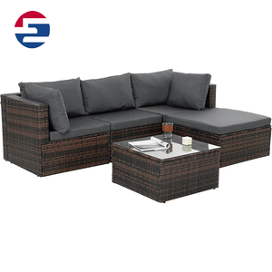 Ensemble de mobilier de patio extérieur 5 pièces, canapé de conversation en rotin noir, canapé sectionnel en résine tressée, chaise d'extérieur avec <span class=keywords><strong>table</strong></span> <span class=keywords><strong>basse</strong></span> - Product Image 3