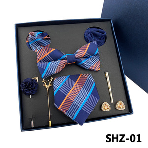 Mới Thời Trang Tie Cho Nam Giới Bowtie Thiết Kế Hanky Cufflinks Ve Áo Pin Tie Clip Set Trong Đẹp Hộp Quà Tặng Đóng Gói Mens Quan hệ Hộp Set - Product Image 6