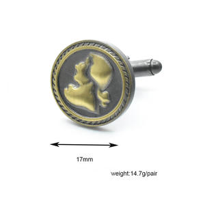 Vente en gros de boutons de manchette costume d'affaires et mariage personnalisé <span class=keywords><strong>bronze</strong></span> antique motif portrait vintage bijoux pour hommes chemise smoking coffret cadeau - Product Image 2