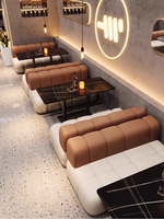 Canapés et chaises de salle à manger commerciaux en cuir modernes - Mobilier de restaurant écologique et imperméable pour bars, restaurants, cafés
