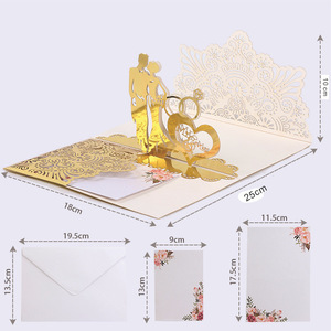 2023 luxe feuille d'or personnalisé 3d <span class=keywords><strong>pop</strong></span> up cartes Bourgogne rose invitations de mariage enveloppe pour douche nuptiale mariage - Product Image 4