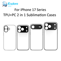 Coque de téléphone antichoc en aluminium 2-en-1 TPU+PC vierge par sublimation iExplore pour iPhone 17 Pro Max S26 Ultra Redmi 15A
