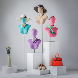 Bijoux de luxe <span class=keywords><strong>Buste</strong></span> Présentoir Mannequin Perruque Présentoir <span class=keywords><strong>Femme</strong></span> Velours Tête de Mannequin <span class=keywords><strong>avec</strong></span> Épaules - Product Image 4