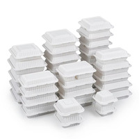 Contenitori per Alimenti Usa e Getta di Alta Qualità, Ecologici, 9x6 Pollici, Due Scomparti, Scatole in Plastica per Asporto